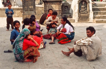 Pilger in Swayambhunath