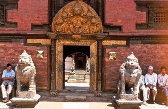 Eingang zum Haus der Kumari in Kathmandu