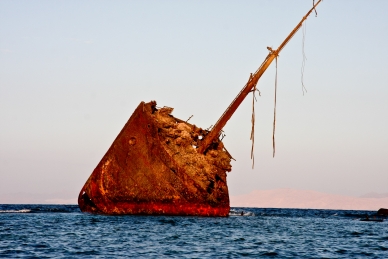 Wrack der Maria Schröder, 1956 im Sturm auf Grund gelaufen, Rotes Meer, Ägypten