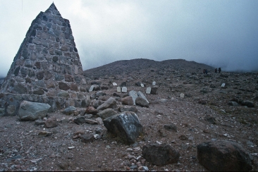 Friedhof mit Bergsteiger die am Chimborazo ihr Leben ließen